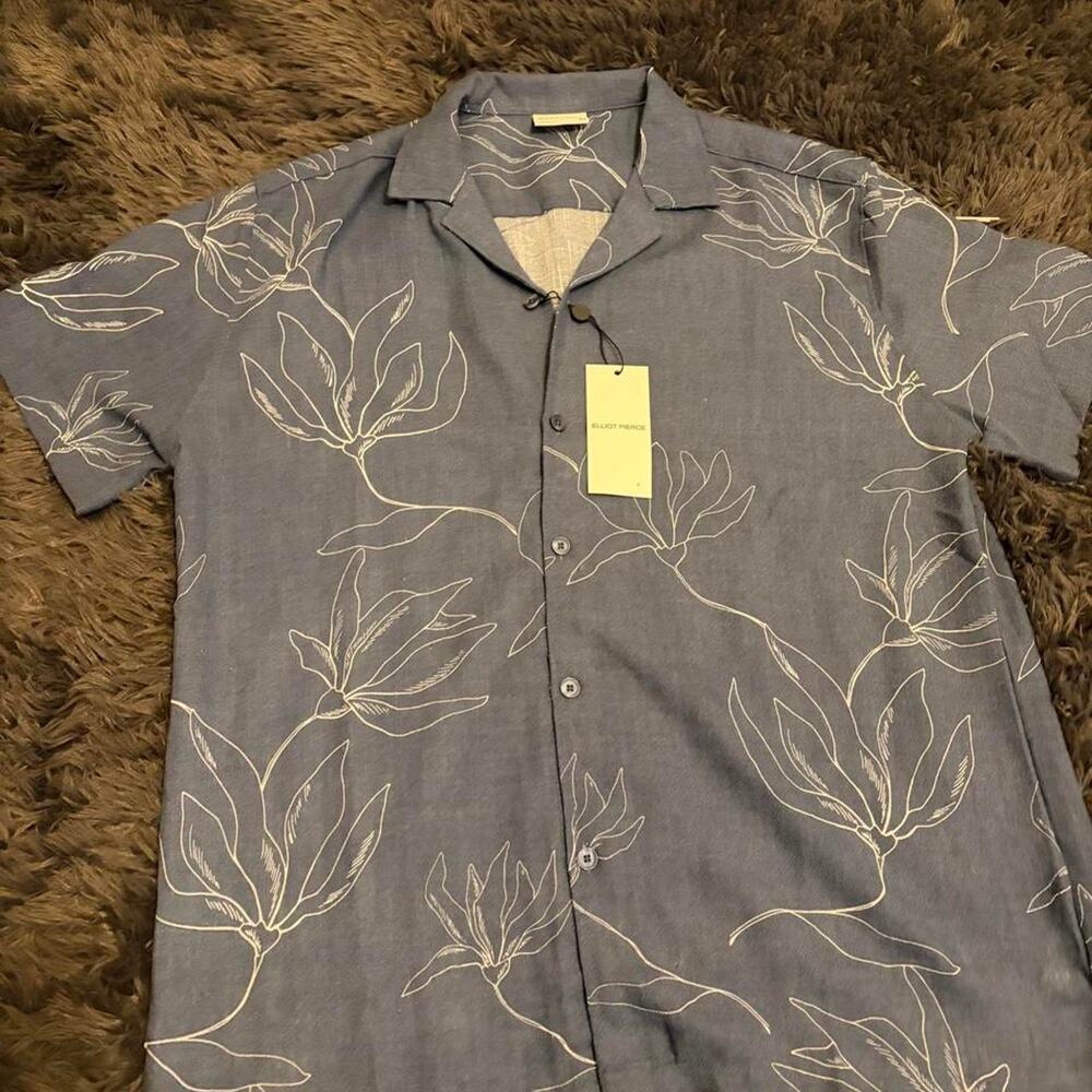 Blue floral button up shirt